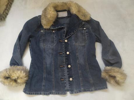 Riflova bunda znackova z kozusinkou  raz oblecena, s