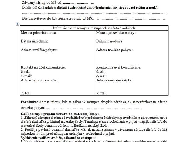 Môže sa škôlka pýtať na údaje ohľadom zamestnávateľa a očkovania?