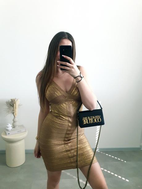 Aftershock bodycon zlaté šaty m, m