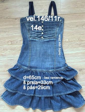 Dievčenské rifĺové šaty veĺ.146, zn.h&m, h&m,146