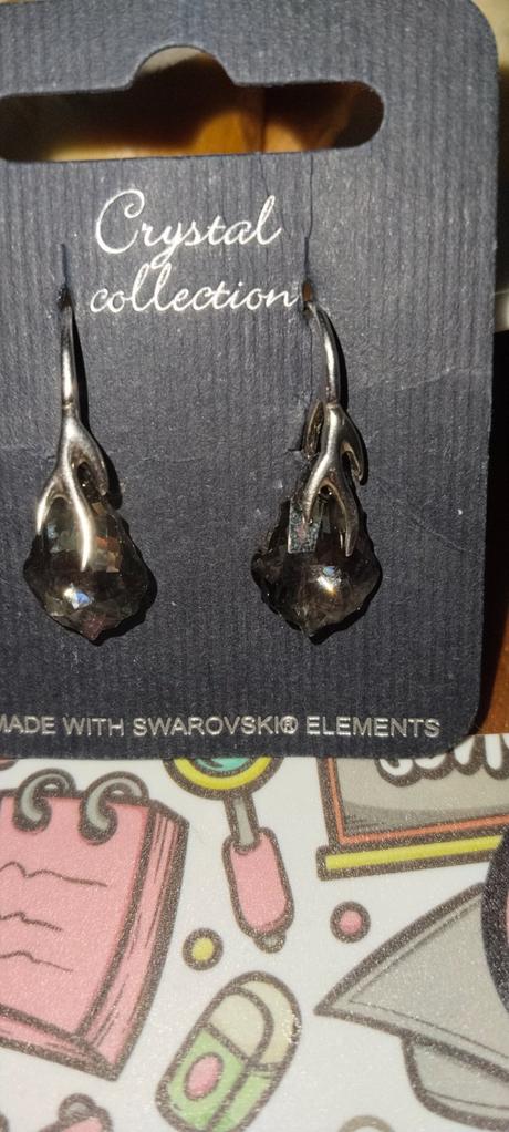 Náušnice kryštál tmavší, skúšané, 