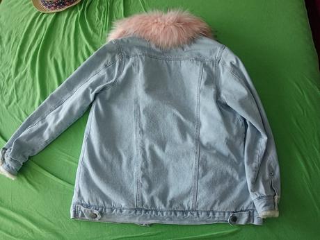 Zateplená rifľová bunda s kožušinou, m