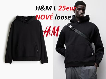 Mikina s bočnými prúžkami čierna, h&m,l