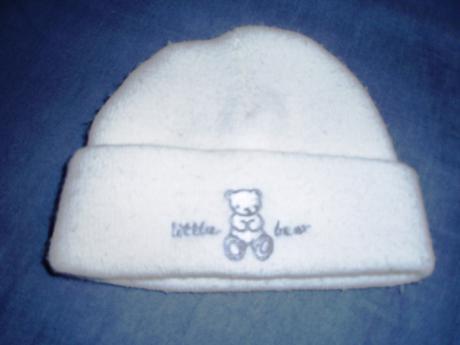 Biela teplučká čiapočka s mackom, baby,68