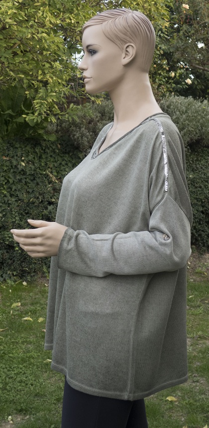 Taliansky pulóver s roll-up rukávmi 42/44, 42