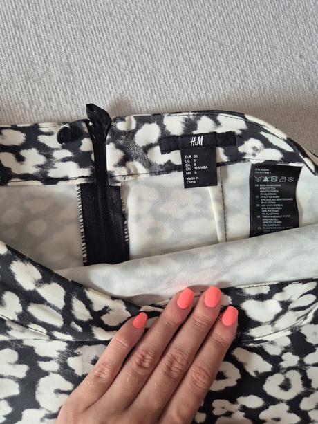 Sukňa s čierno-bielym leopardím vzorom, h&m,s