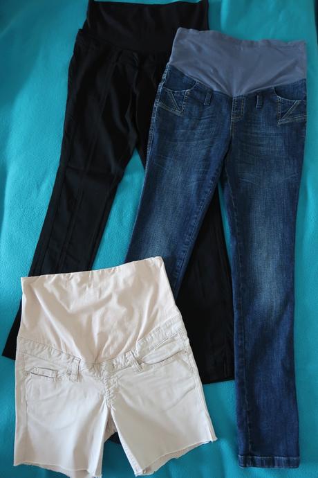 Tehotenské rifle, elastické nohavice a šortky, 38