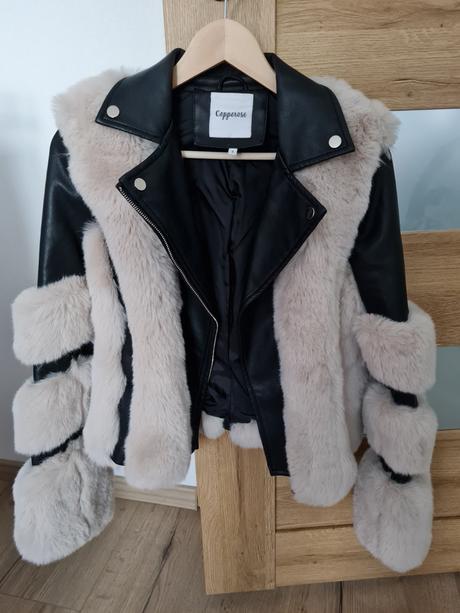 Zimná koženková bundička s kožušinou, s
