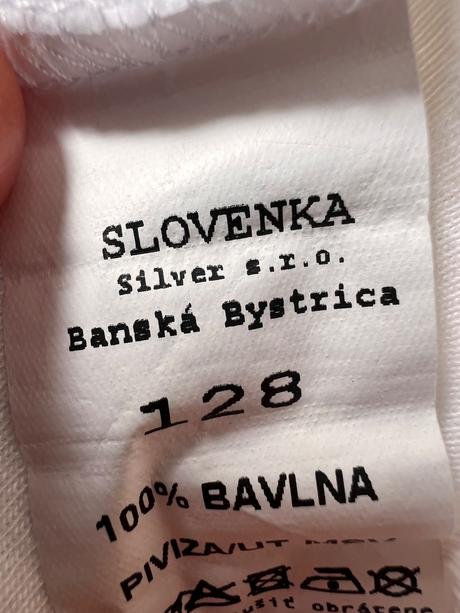 Biele tričko vhodné na telesnú, slovenka,128