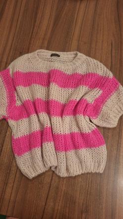 Moderný pulovrik pre dámy pinka, l