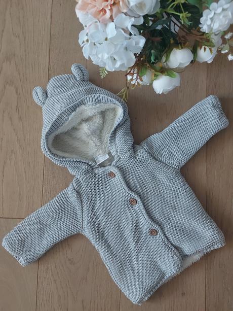 Huňaty pletený svetrík na gombíky- top stav, f&f,62