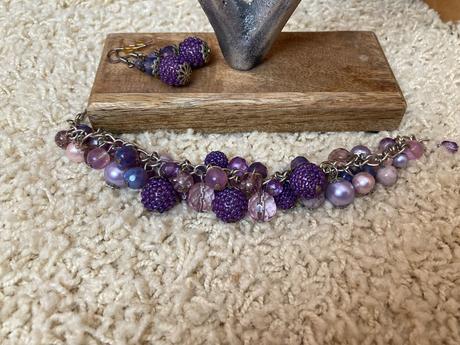 Handmade koralkovy set fialovy,