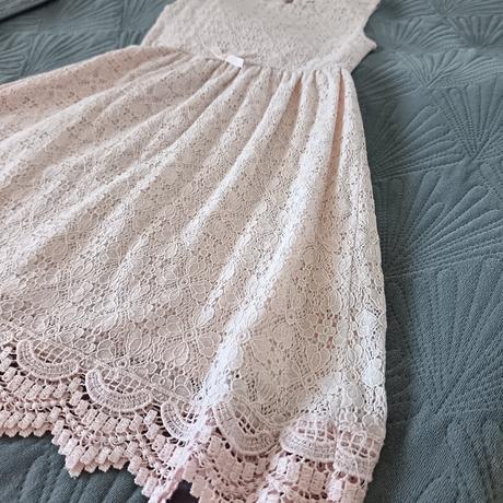 Ružové šaty s krajkou, h&m,140