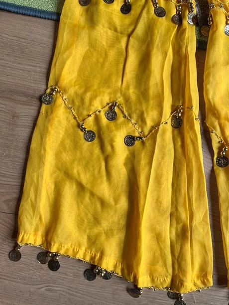 Žlté indické nohavice na brušné tance, s