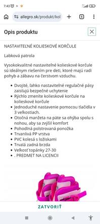 Predám dievčenské kolieskové korčule, 27 / 30