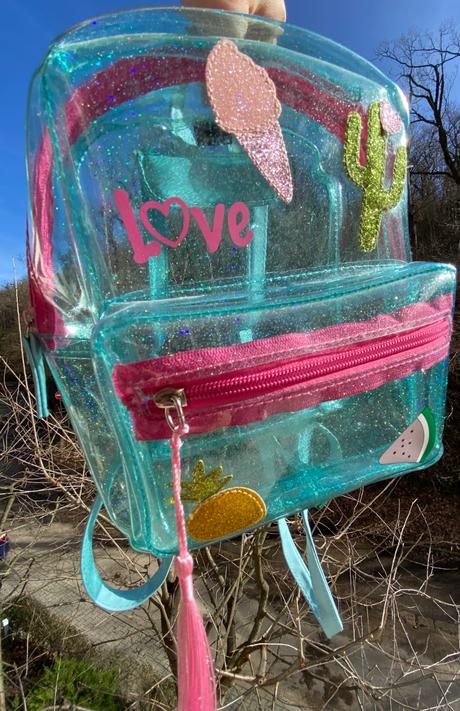 Detský priesvitný ruksak s trblietkami, 