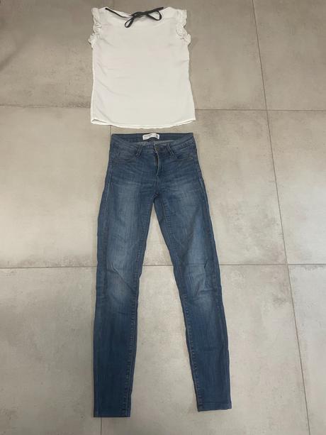 Ľahké letné rifle zara vel. xs a blúzka, zara,xs
