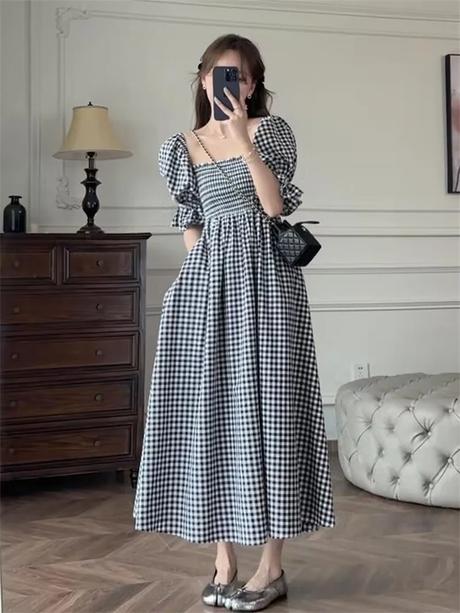 Kockované šaty gina, l