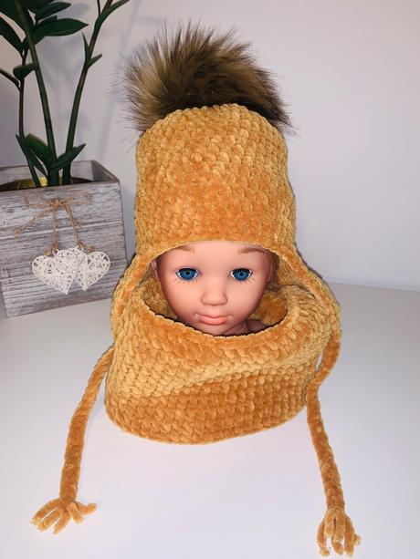 Detská čiapka a nákrčník, 68 / 74 / 80