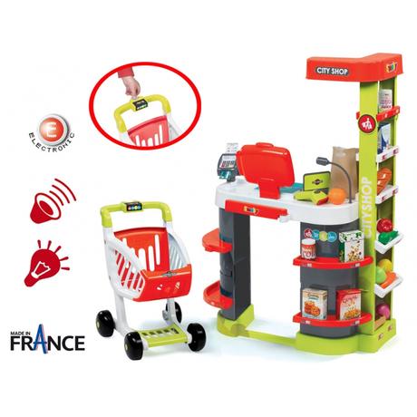 Smoby 350211 supermarket s čítačkou kariet a vozík, 
