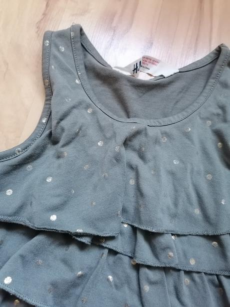 Zelené šatky so zlatými bodkami - 110/116, h&m,110
