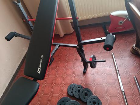 Multifunkčná lavička + kladka + závažia,