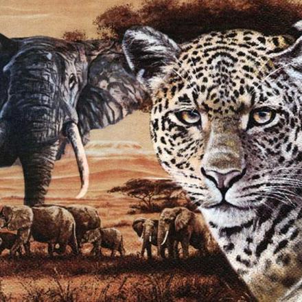 Servítka afrika - zvieratá safari 4ks (s67), 