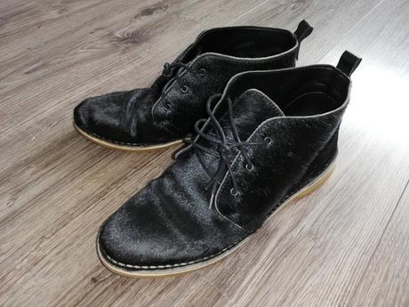 Dámske kožené topánky so zvieracou srstou, zara,40