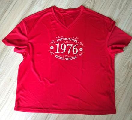 Dámske červené tričko, "1976", v. 2xl/3xl, xxl