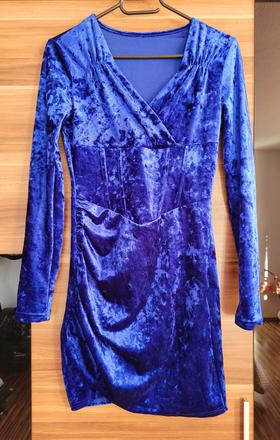Zamatové šaty, farba kráľovská modrá, xs