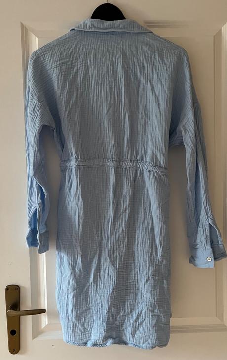 Bledomodré mušelínové šaty, s/36, s