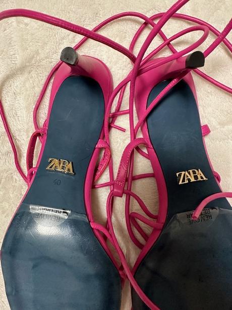 Krásne ružové sandálky na šnurovanie zn. zara, 39 / 40