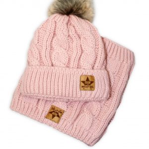 Zimná pletená čiapka s brmbolcom + komín, 104 / 110 / 116