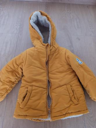 Horčicová bunda zimná podšitá kožušinkou, pepco,98