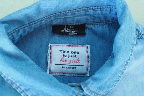 Dievčenská rifľová košeľa s dlhým rukávom, 134