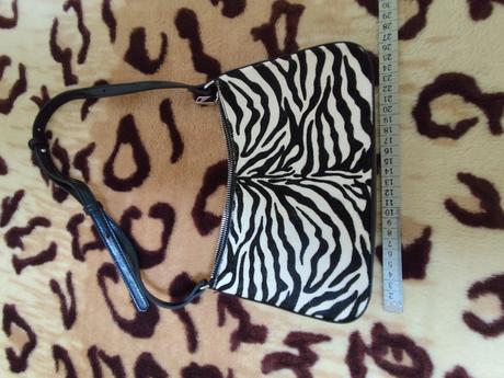 Mango zebrová kabelka, textilný povrch, len 2x pou, mango