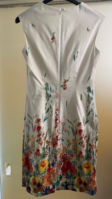 Krémové šaty s potlačou kvetou, esprit,36