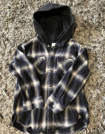 Károvaná košeľa s kapucou lindex, lindex,134