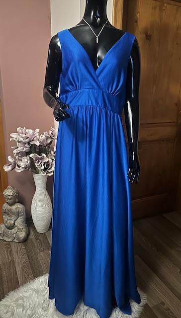 Slávnostné modré maxi šaty, l / m