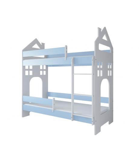 Poschodová posteľ dom ii, modrá - rozmer 160x80 cm, šírka (cm): 80,dĺžka (cm): 160