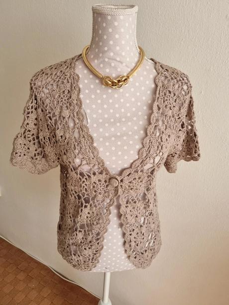 Krémové háčkované bolerko 40, 40
