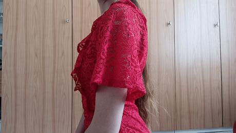 Dámske čipkované červené šaty, veľ. s, f&f,36