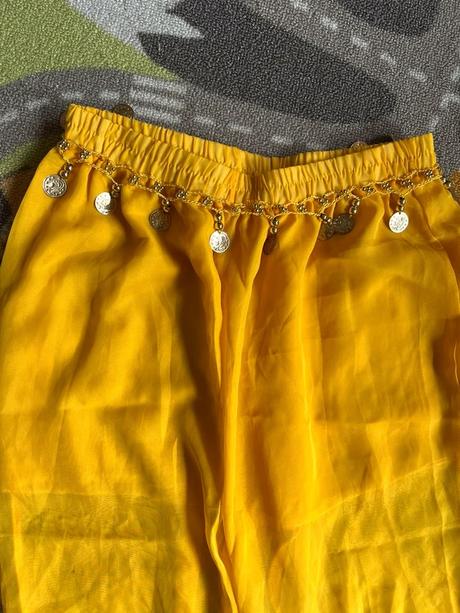 Žlté indické nohavice na brušné tance, s