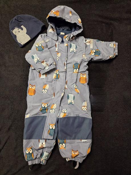 Lindex zimna kombineza sovy 80 a ciapka fix, lindex,80