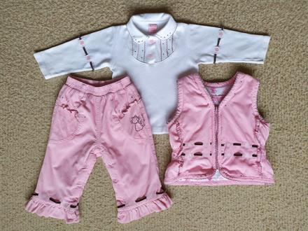 Zateplená súprava - nohavice, vesta, tričko 74, 74