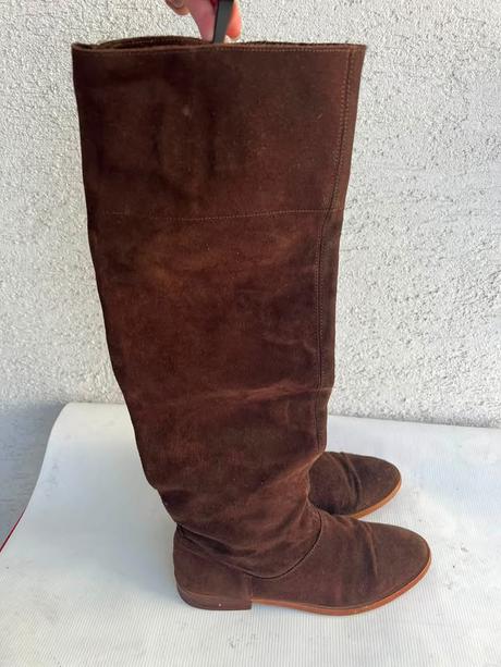 Zara boho 38 pc 109e kozene cizmy z brusenej koz, zara,38
