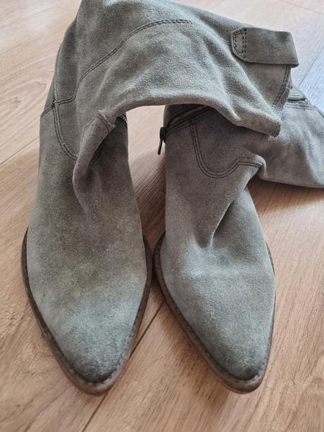 Sivé kožené prechodné čižmy, 36