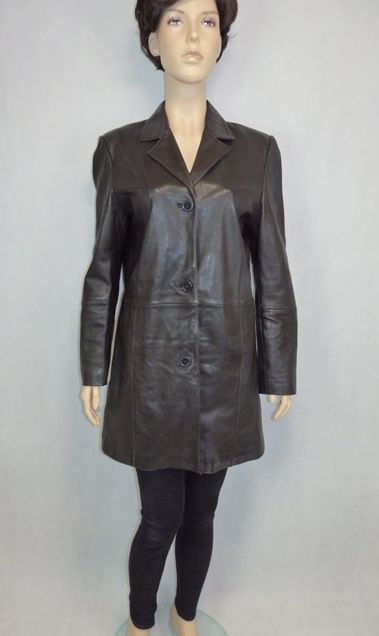 Luxusny čierny kožený kabát, tcm,40