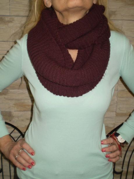 Fialový pletený šál, h&m,l