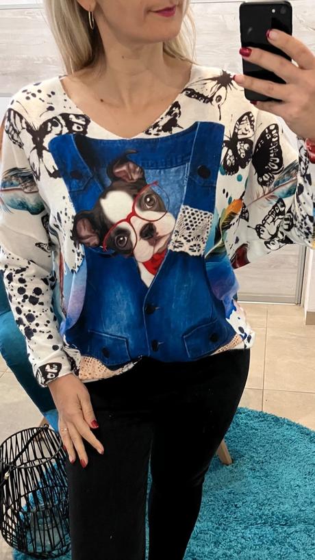 Dámske huňaté vzorované tričko (uni), l / m / s / xl